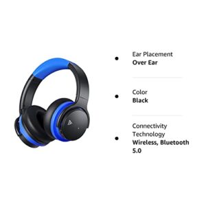 PurelySound E7 Active Noise Cancelling Headphones, Wireless Over Ear Bluetooth Headphones, 20H Playtime, Rich Deep Bass, Comfortable Memory Foam Ear Cups for Travel, Home Office - Black