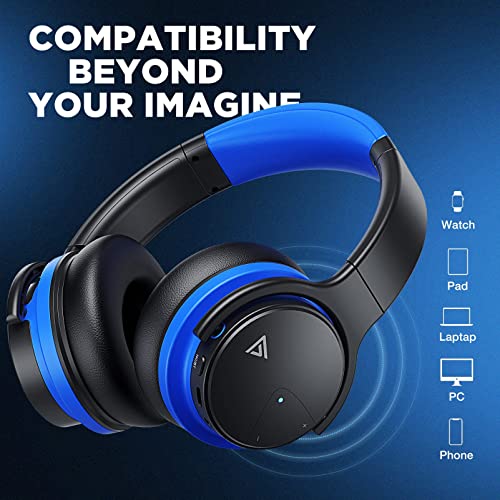 PurelySound E7 Active Noise Cancelling Headphones, Wireless Over Ear Bluetooth Headphones, 20H Playtime, Rich Deep Bass, Comfortable Memory Foam Ear Cups for Travel, Home Office - Black