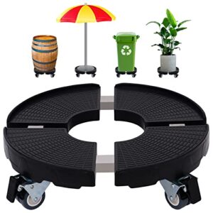 black plant stand with wheels, adjustable 15-20inch large round rolling plant caddy with casters heavy duty 440lbs indoor outdoor planter trolley plant dolly rolling tray coaster…