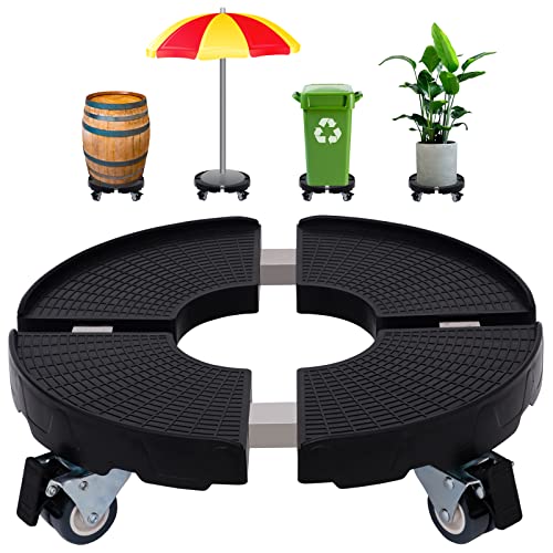 Black Plant Stand with Wheels, Adjustable 15-20inch Large Round Rolling Plant Caddy with Casters Heavy Duty 440lbs Indoor Outdoor Planter Trolley Plant Dolly Rolling Tray Coaster…