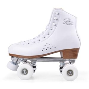 PAPAISON Roller Skates for Women and Girls, Deluxe 2 Layer Microfiber Leather Double Row-Classic Roller Skates for Men, Professional Outdoor Indoor Quad-Skates for Kids & Adults