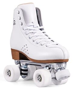 papaison roller skates for women and girls, deluxe 2 layer microfiber leather double row-classic roller skates for men, professional outdoor indoor quad-skates for kids & adults
