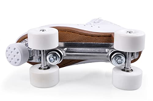 PAPAISON Roller Skates for Women and Girls, Deluxe 2 Layer Microfiber Leather Double Row-Classic Roller Skates for Men, Professional Outdoor Indoor Quad-Skates for Kids & Adults
