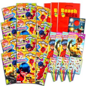 disney bundle miraculous ladybug party favors set - bundle with 12 miraculous ladybug grab n go play packs with coloring pages, stickers and more (miraculous ladybug party supplies)