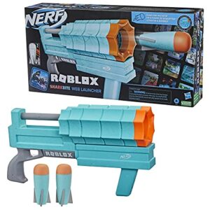 NERF Roblox Sharkbite: Web Launcher Rocker Blaster, Includes Code to Redeem Exclusive Virtual Item, 2 Rockets, Pump Action