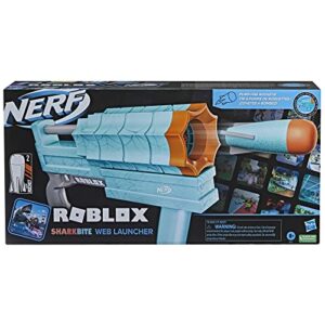 NERF Roblox Sharkbite: Web Launcher Rocker Blaster, Includes Code to Redeem Exclusive Virtual Item, 2 Rockets, Pump Action