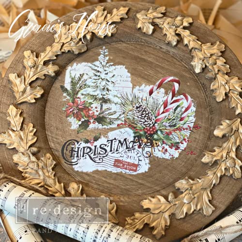 Redesign with Prima Prima Redesign Xmas Tag 6inch X 12inch Transfer red, green, tan, black