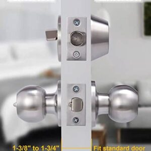 All Keyed Same Entry Door Knob and Single Cylinder Deadbolt Combo Set, Satin Nickel Exterior Door Knobs with Lock and Keys for Entrance and Front Door