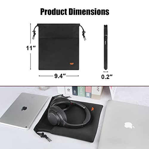 Desing Wish Lightweight Headphone Storage Bag, Portable Headset Carrying Pouch Headphone Case Bag Soft Travel Pouch for Over-Ear Headphones/Gaming Headsets/Neckband Earbuds (Large Black)