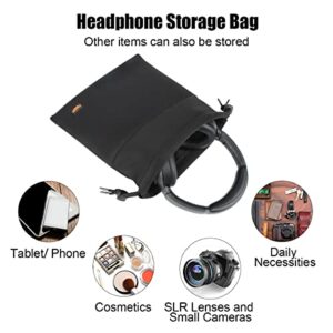 Desing Wish Lightweight Headphone Storage Bag, Portable Headset Carrying Pouch Headphone Case Bag Soft Travel Pouch for Over-Ear Headphones/Gaming Headsets/Neckband Earbuds (Large Black)