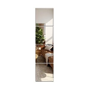 trahome wall mirror full length, 12inches x 4pcs, glass frameless body mirror wall-mounted for gym, bedroom, living room, over the door