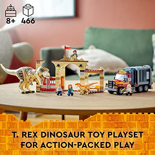 LEGO Jurassic World T. rex & Atrociraptor Dinosaur Breakout 76948 Dino Toy Set, Gift Toys for Kids Age 8 Plus with 4 Minifigures, Market and Truck, 2022 Movie Inspired