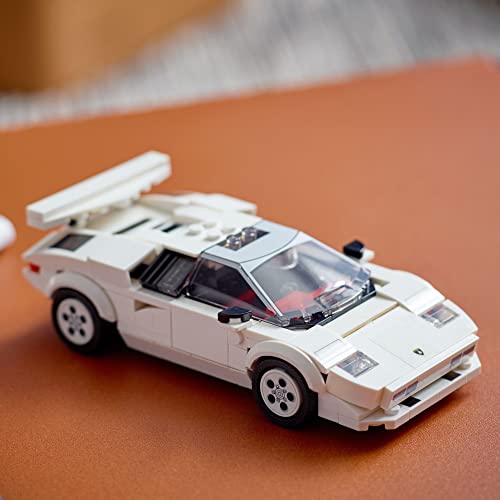 LEGO Speed Champions Lamborghini Countach 76908, Race Car Toy Model Replica, Collectible Building Set with Racing Driver Minifigure