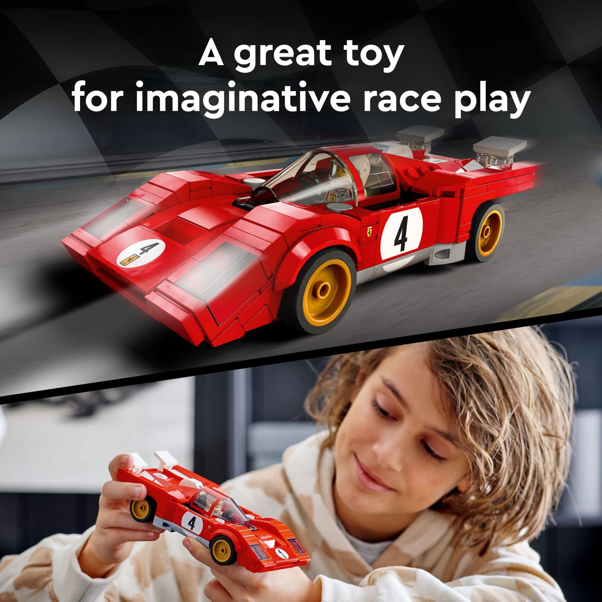 LEGO Speed Champions 1970 Ferrari 512 M 76906 Building Set - Sports Red Race Car Toy, Collectible Model Building Set with Racing Driver Minifigure, Great for Boys, Girls, and Kids Ages 8+