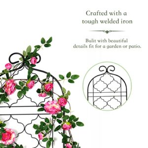 Garden Trellis for Vines and Climbing Plants Outdoor, Iron Wire Lattices Grid Panels for Potted Climbing Pergola Cucumber Tomato Rose Vegetable Flower Plant Trellises (60 * 16 Inch, Pack of 2, Black)