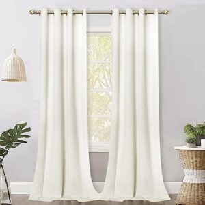 jyxiubs 100% blackout curtains for bedroom with liner, velvet curtains 84 inches grommet thermal insulated room darkening window curtains for living, set of 2 panels, 52 x 84 inch, cream