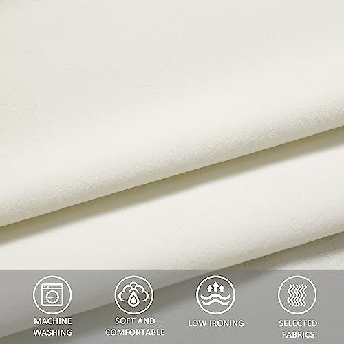 JYXIUBS 100% Blackout Curtains for Bedroom with Liner, Velvet Curtains 84 Inches Grommet Thermal Insulated Room Darkening Window Curtains for Living, Set of 2 Panels, 52 x 84 inch, Cream