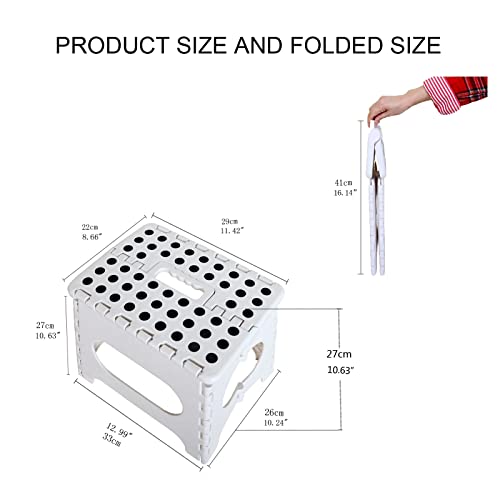 Fisiei Step Stool,13inch Step stools for Adults,Folding Step Stool,Folding Stool,Foldable Stool,Small Step Stool for Kitchen,Bathroom,Living Room,Bedroom, Office, etc.(White, 13inch)