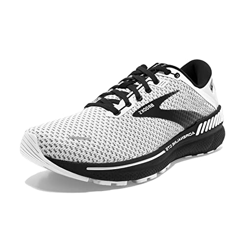 Brooks Women's Adrenaline GTS 22 Supportive Running Shoe - White/Grey/Black - 7.5 Medium