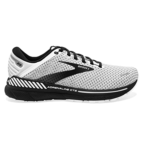 Brooks Women's Adrenaline GTS 22 Supportive Running Shoe - White/Grey/Black - 7.5 Medium