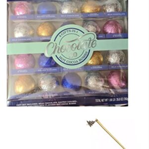 Bom Bombs Hot Chocolate Melting Balls with Marshmellows and Christmas 1 Charm Spoon (20 balls)