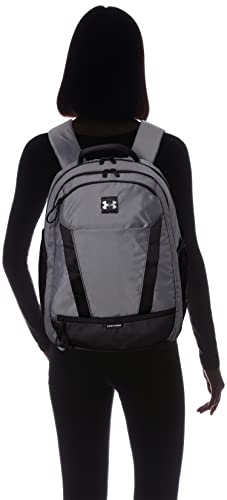 Under Armour Women's Hustle Signature Storm Backpack , (001) Black / Black / Metallic Tin , One Size Fits Most