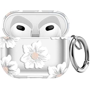 maxjoy airpod 3rd generation case 2021 flowers cute airpods case 3rd generation clear apple airpods 3 case cover with keychain for women girls (morning flower)