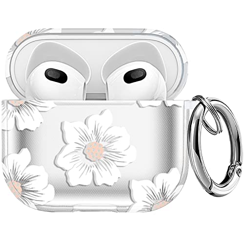 Maxjoy Airpod 3rd Generation Case 2021 Flowers Cute Airpods Case 3rd Generation Clear Apple Airpods 3 Case Cover with Keychain for Women Girls (Morning Flower)