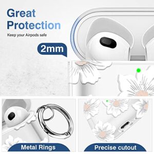 Maxjoy Airpod 3rd Generation Case 2021 Flowers Cute Airpods Case 3rd Generation Clear Apple Airpods 3 Case Cover with Keychain for Women Girls (Morning Flower)