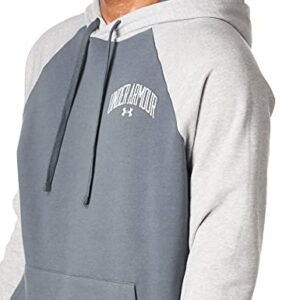 Under Armour Mens Rival Wordmark Colorblock Hoodie , (012) Pitch Gray / Mod Gray Light Heather / Onyx White , Large