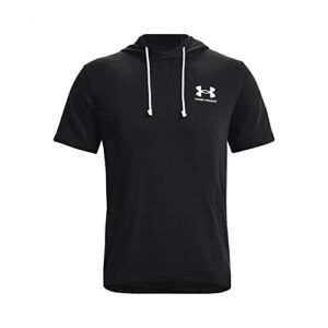 under armour mens rival terry short-sleeve hoodie , (001) black / / onyx white , large