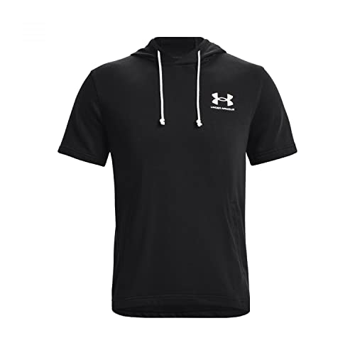 Under Armour Mens Rival Terry Short-Sleeve Hoodie , (001) Black / / Onyx White , Large