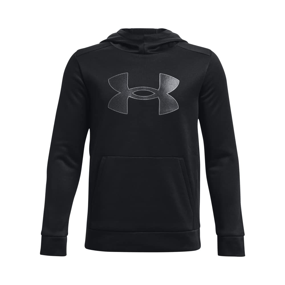 Under Armour Boys ArmourFleece Big Logo Hoodie , (001) Black / Black / Pitch Gray , Youth Large