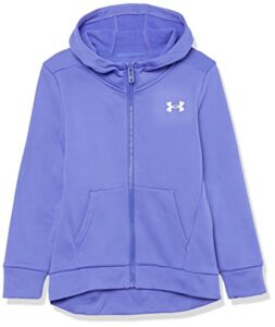 under armour girls armour fleece full zip hoodie , (184) brilliant violet / / white , youth large