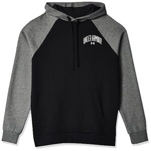 under armour mens rival wordmark colorblock hoodie , (001) black / pitch gray light heather / onyx white , small