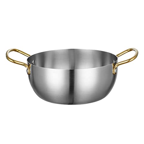 YARDWE Noodle Pot Korean Ramen Pot: Cooking Pasta Pot Kitchen Soup Stovetop Pot Stainless Steel Noodle Pan Cooker Seafood Pot with Handle 24. 5X16X7. 3CM