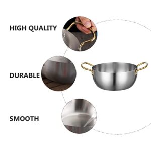 YARDWE Noodle Pot Korean Ramen Pot: Cooking Pasta Pot Kitchen Soup Stovetop Pot Stainless Steel Noodle Pan Cooker Seafood Pot with Handle 24. 5X16X7. 3CM