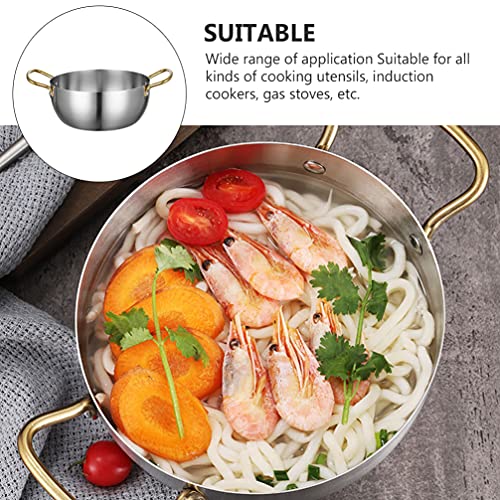 YARDWE Noodle Pot Korean Ramen Pot: Cooking Pasta Pot Kitchen Soup Stovetop Pot Stainless Steel Noodle Pan Cooker Seafood Pot with Handle 24. 5X16X7. 3CM