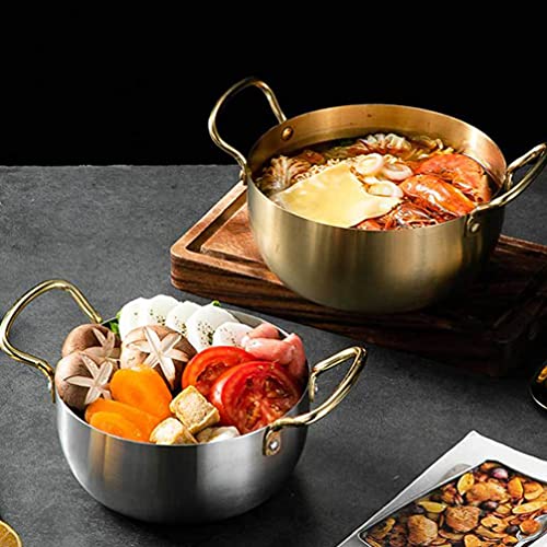 YARDWE Noodle Pot Korean Ramen Pot: Cooking Pasta Pot Kitchen Soup Stovetop Pot Stainless Steel Noodle Pan Cooker Seafood Pot with Handle 24. 5X16X7. 3CM