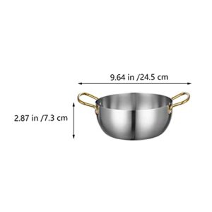 YARDWE Noodle Pot Korean Ramen Pot: Cooking Pasta Pot Kitchen Soup Stovetop Pot Stainless Steel Noodle Pan Cooker Seafood Pot with Handle 24. 5X16X7. 3CM