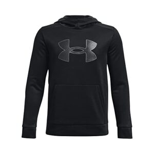 under armour boys armourfleece big logo hoodie , (001) black / black / pitch gray , youth x-large
