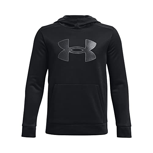 Under Armour Boys ArmourFleece Big Logo Hoodie , (001) Black / Black / Pitch Gray , Youth X-Large