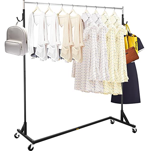 VEVOR Z Rack, 300 lbs Industrial Grade Z Base Garment Rack, 24" x 63" x 63" Height Adjustable Clothes Rack, Sturdy Steel Heavy Duty Clothing Rack w/ Lockable Casters for Home Garment Store Black