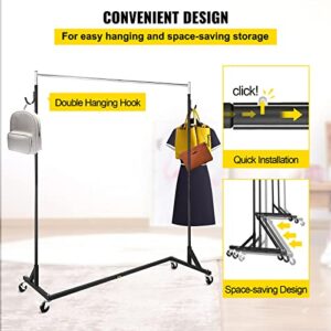 VEVOR Z Rack, 300 lbs Industrial Grade Z Base Garment Rack, 24" x 63" x 63" Height Adjustable Clothes Rack, Sturdy Steel Heavy Duty Clothing Rack w/ Lockable Casters for Home Garment Store Black