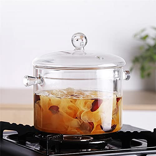 AEFPOYMXU Glass Pots for Cooking with Lids Saucepan with Cover Simmer Pot Heat-Resistant Glass Stovetop Pot And Pan with Lid, Soup, Milk, Baby Food