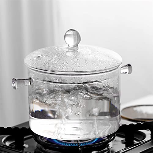 AEFPOYMXU Glass Pots for Cooking with Lids Saucepan with Cover Simmer Pot Heat-Resistant Glass Stovetop Pot And Pan with Lid, Soup, Milk, Baby Food