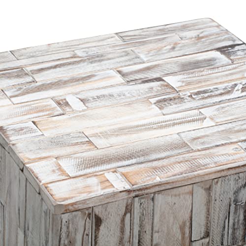 Amazon Aware FSC Certified Indoor/Outdoor Recycled Square Wood Tami Square Stool, Driftwood White