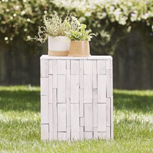 Amazon Aware FSC Certified Indoor/Outdoor Recycled Square Wood Tami Square Stool, Driftwood White