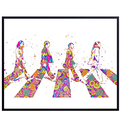 The Beatles Poster Wall Art - 8x10 Beatles Memorabilia - Beatles Gifts - Beatles Wall Decor - John Lennon, Paul McCartney, Ringo Starr, George Harrison - Abbey Road - 60s Music