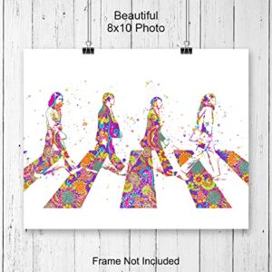 The Beatles Poster Wall Art - 8x10 Beatles Memorabilia - Beatles Gifts - Beatles Wall Decor - John Lennon, Paul McCartney, Ringo Starr, George Harrison - Abbey Road - 60s Music